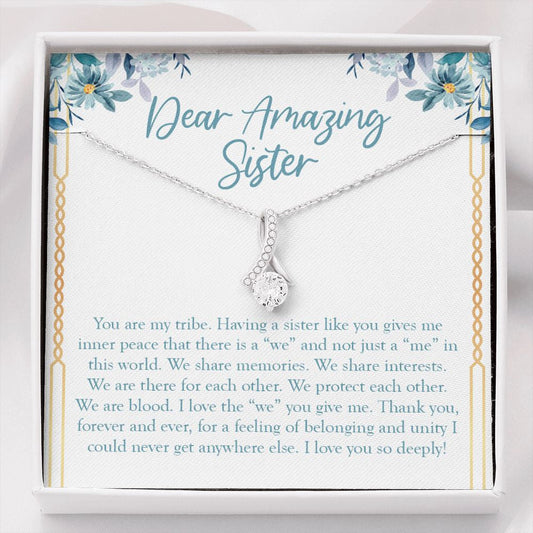 "You Are My Tribe" Amazing Sister Necklace Gift From Sis Brother Alluring Beauty Pendant Jewelry Box Birthday Christmas Thanksgiving