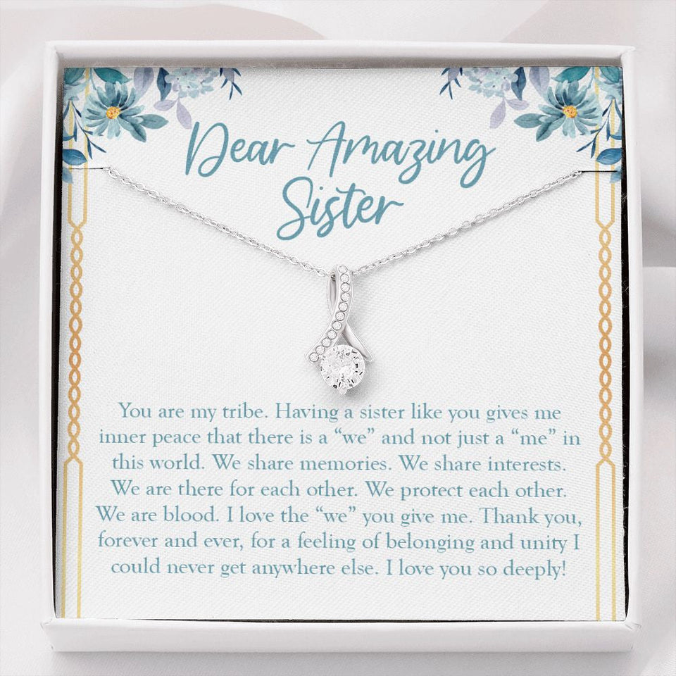 "You Are My Tribe" Amazing Sister Necklace Gift From Sis Brother Alluring Beauty Pendant Jewelry Box Birthday Christmas Thanksgiving
