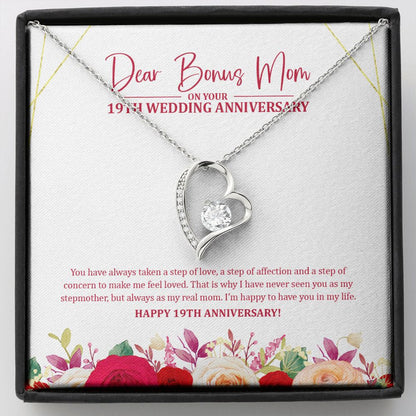 "Step Of Love" Bonus Mom 19th Anniversary Necklace Gift From Daughter Son Forever Love Pendant Jewelry Box
