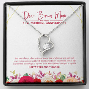 "Step Of Love" Bonus Mom 19th Anniversary Necklace Gift From Daughter Son Forever Love Pendant Jewelry Box