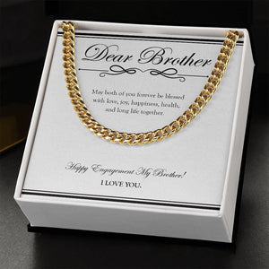 "Forever Be Blessed" Brother Engagement Necklace Gift From Sister Bro Cuban Link Chain Jewelry Box