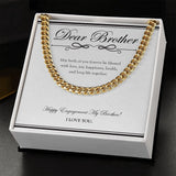 "Forever Be Blessed" Brother Engagement Necklace Gift From Sister Bro Cuban Link Chain Jewelry Box