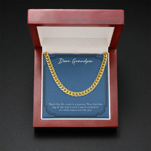 "Work Is A Journey" Grandpa Retirement Necklace Gift From Granddaughter Grandson Grandkids Cuban Link Chain Jewelry Box