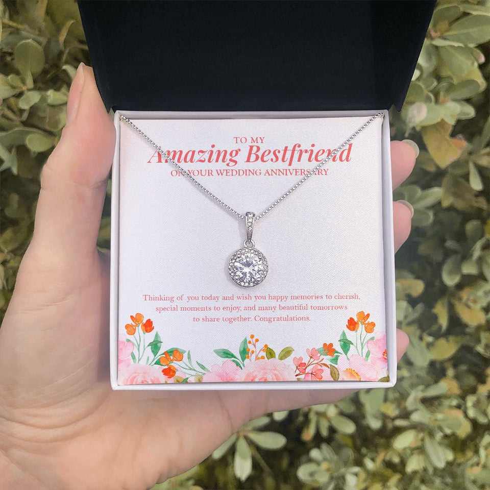 "Happy Memories to Cherish" Amazing Bestfriend Wedding Anniversary Necklace Gift From BFF Bestie Soul Sister Eternal Hope Pendant Jewelry Box