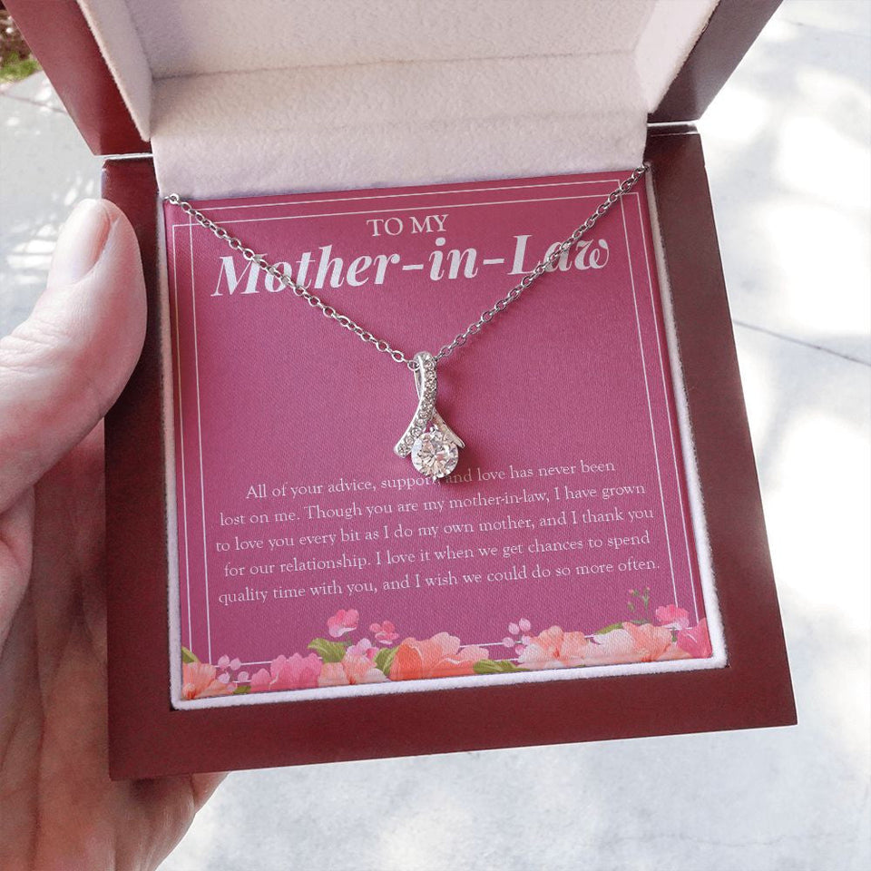 "Love You As My Own Mom" Mother In Law Necklace Gift From Daughter-In-Law Son-In-Law Alluring Beauty Pendant Jewelry Box Birthday Christmas Thanksgiving Anniversary
