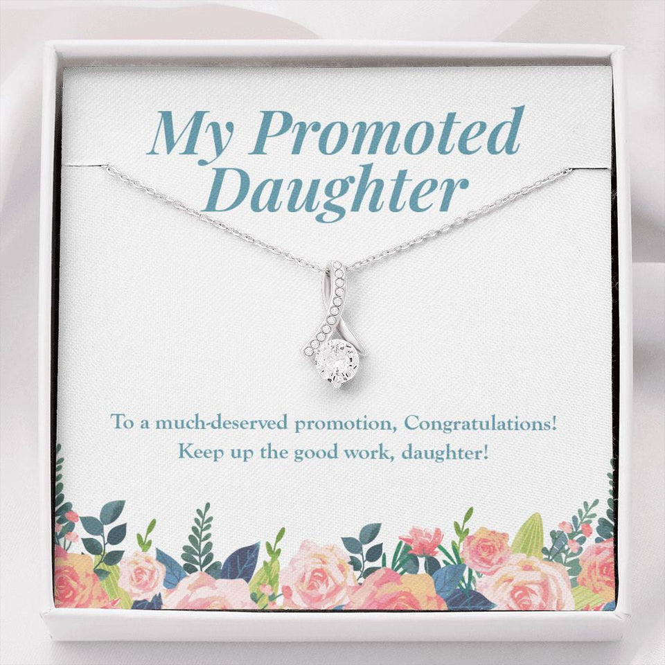 "Much Deserved" Daughter Job Promotion Necklace Gift From Mom Dad Parents Alluring Beauty Pendant Jewelry Box