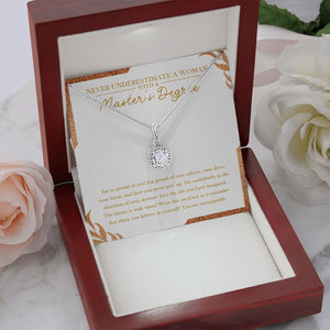 "You Never Give Up" Master's Degree Graduation Necklace Gift From Mom Dad Bestfriend Grandparents Eternal Hope Pendant Jewelry Box