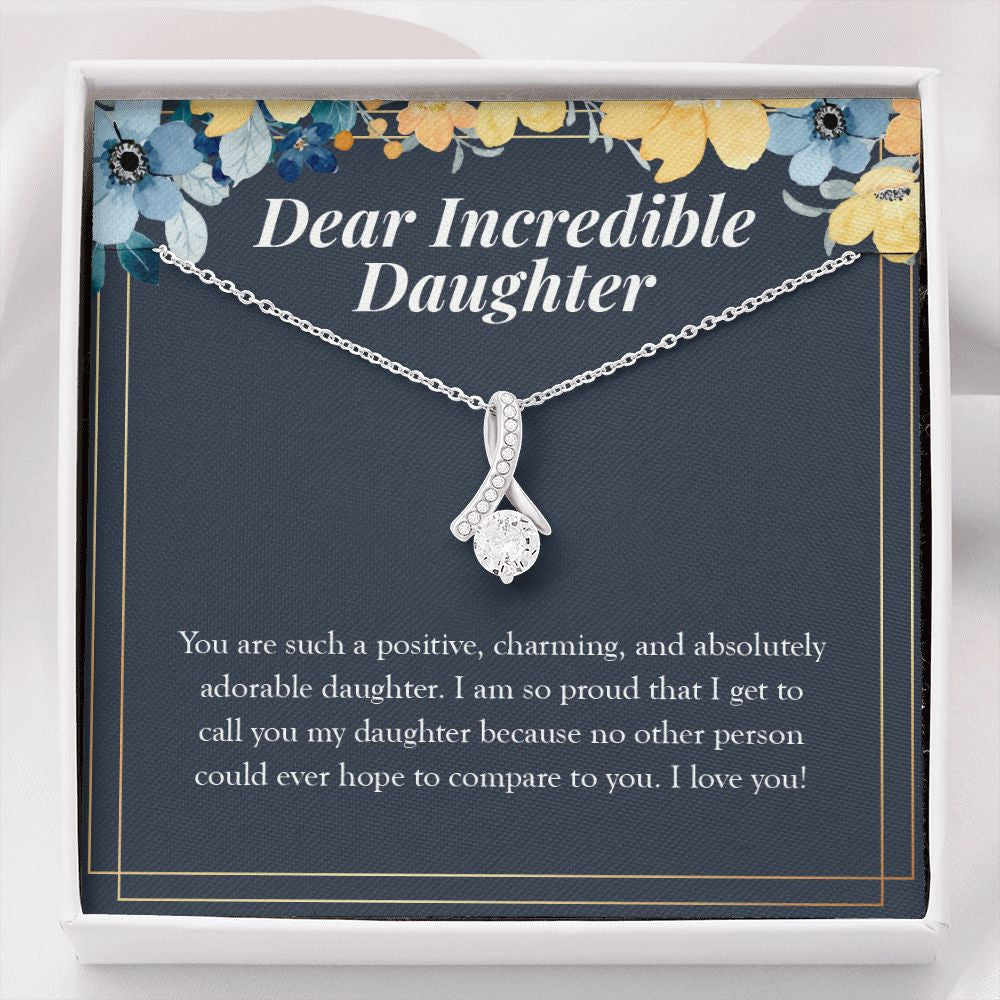 "Absolutely Adorable Person" Incredible Daughter Necklace Gift From Mom Dad Alluring Beauty Pendant Jewelry Box Birthday Graduation Christmas Valentines