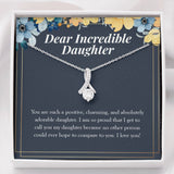 "Absolutely Adorable Person" Incredible Daughter Necklace Gift From Mom Dad Alluring Beauty Pendant Jewelry Box Birthday Graduation Christmas Valentines