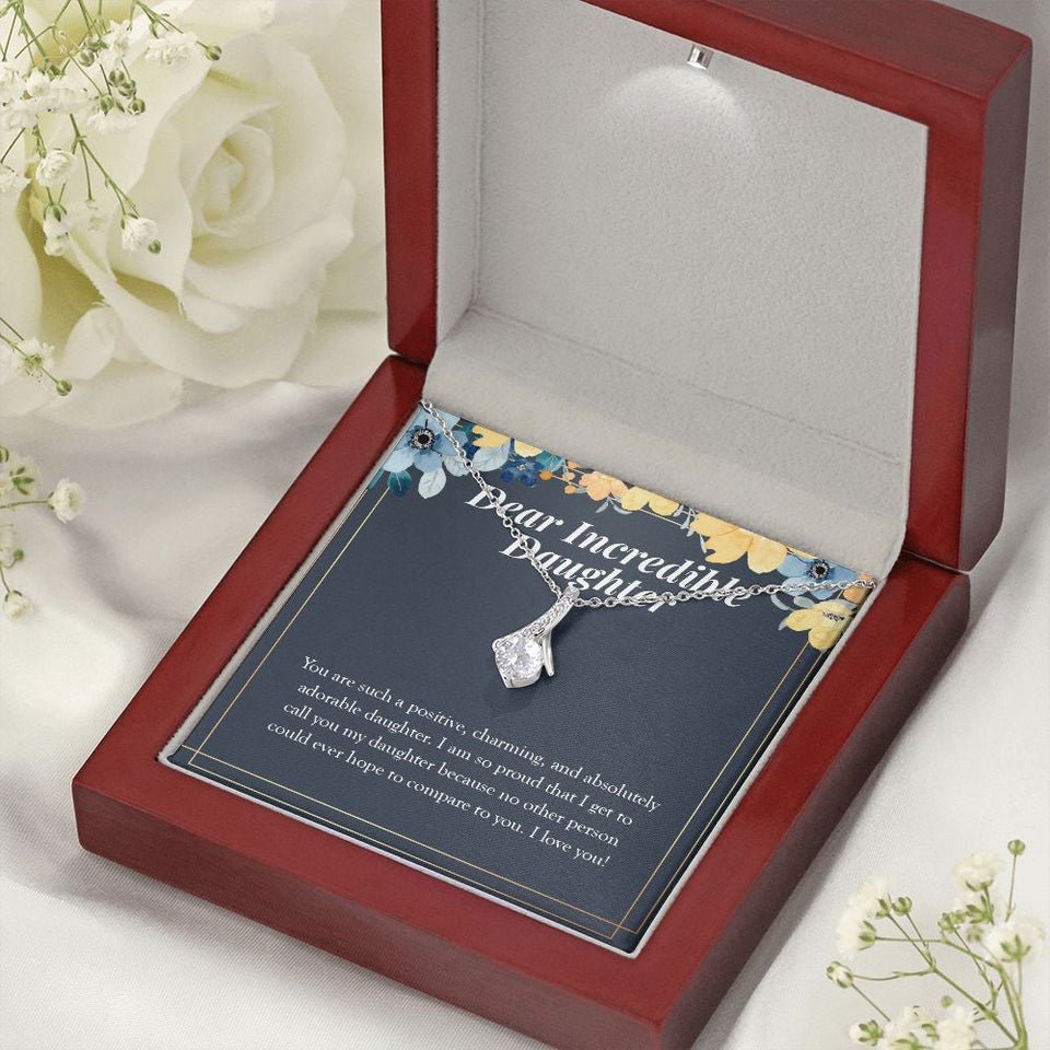 "Absolutely Adorable Person" Incredible Daughter Necklace Gift From Mom Dad Alluring Beauty Pendant Jewelry Box Birthday Graduation Christmas Valentines