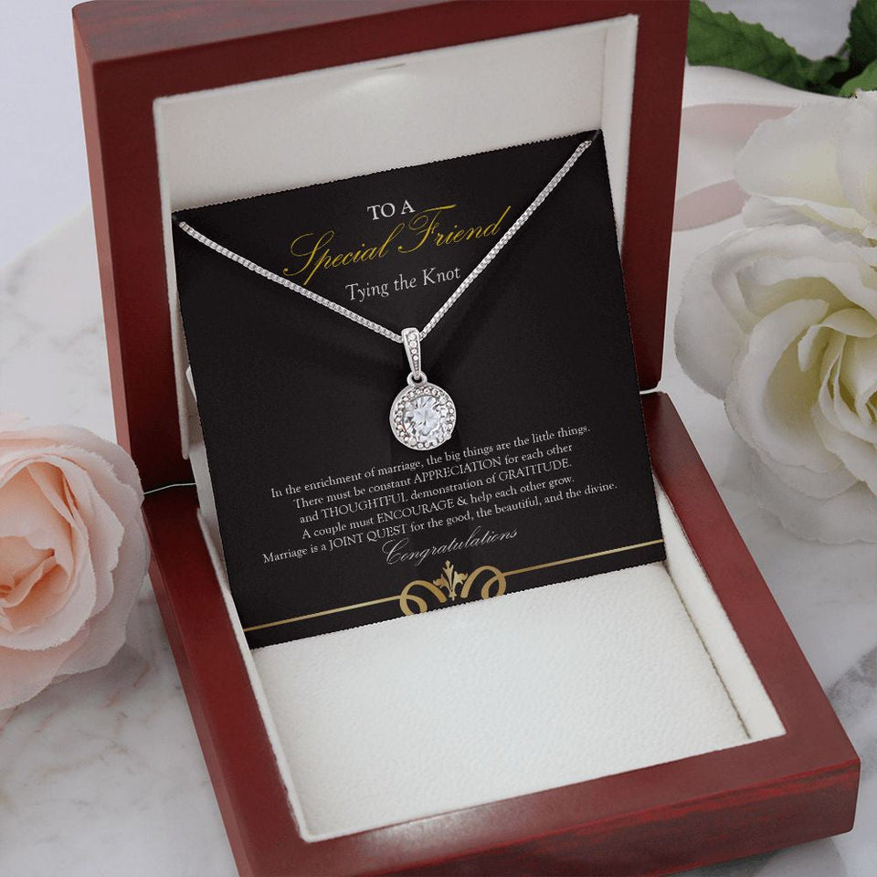 "Enrichment Of Marriage" Special Friend Wedding Day Necklace Gift From BFF Bestie Soul Sister Eternal Hope Pendant Jewelry Box
