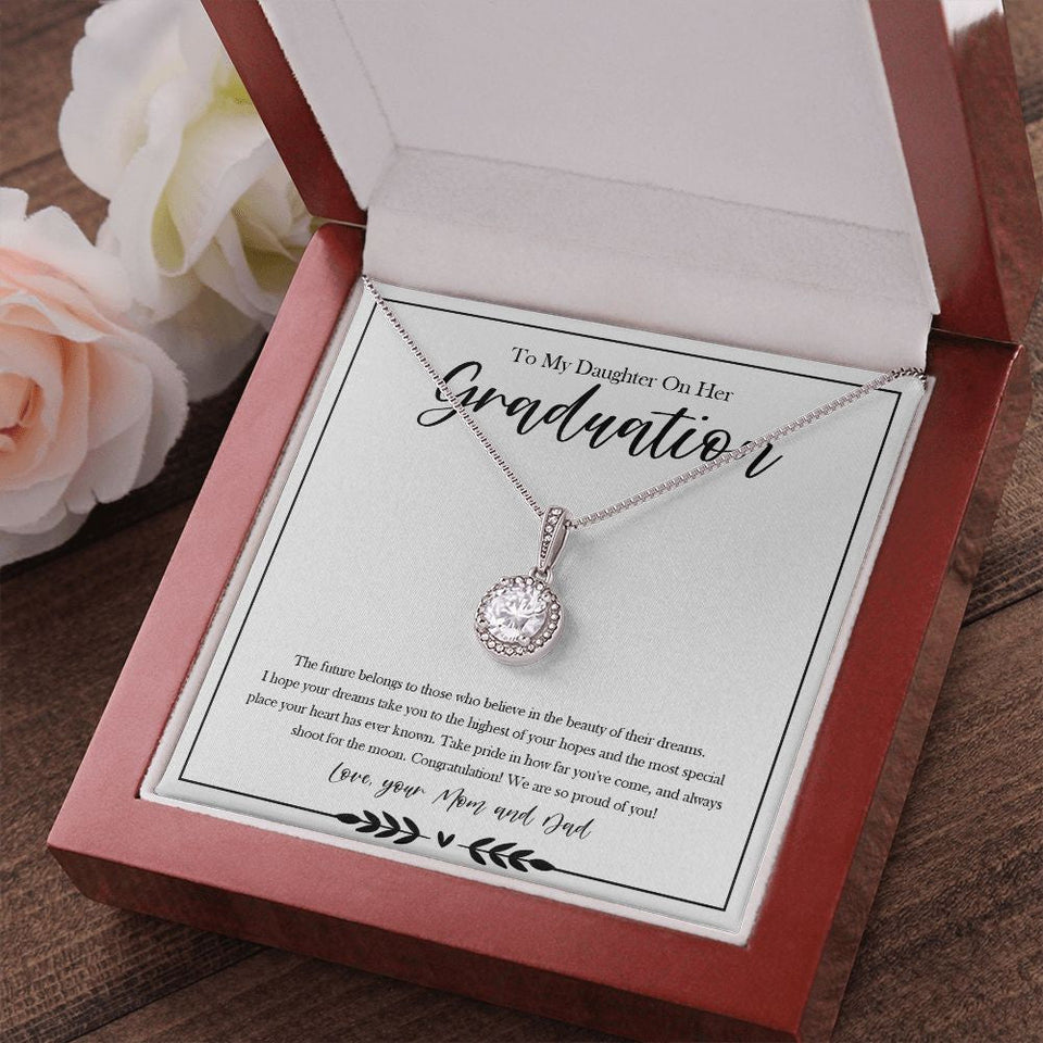 "Those Who Believe" Daughter Graduation Necklace Gift From Dad Mom Eternal Hope Pendant Jewelry Box