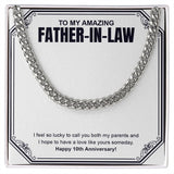 "A Love Like Yours" Amazing Father In Law 10th Wedding Anniversary Necklace Gift From Daughter-In-Law Son-In-Law Cuban Link Chain Jewelry Box