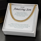 "Face Challenges With Confidence" Amazing Son Necklace Gift From Mom Dad Cuban Link Chain Jewelry Box Birthday Graduation Christmas New Year