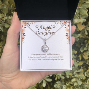 "So Fortunate And Blessed" Angel Daughter Necklace Gift From Mom Dad Eternal Hope Pendant Jewelry Box Birthday Graduation Christmas New Year