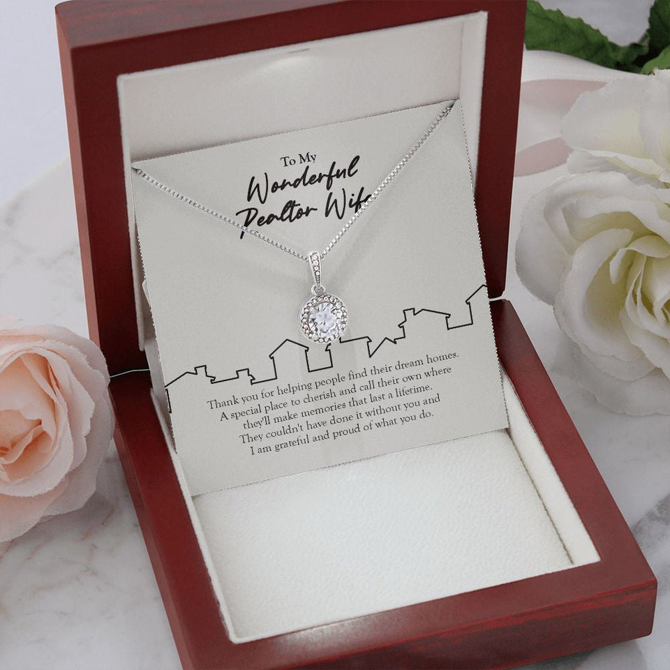 "Find Their Dream Home" Wonderful Realtor Wife Necklace Gift From Husband Eternal Hope Pendant Jewelry Box Job Anniversary Birthday Christmas