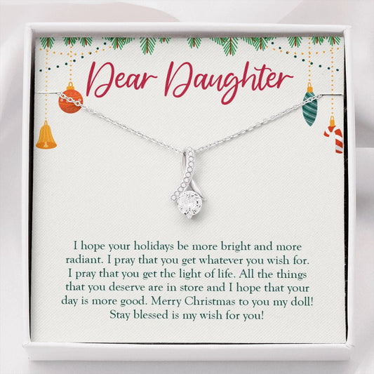 "Bright and More Radiant" Granddaughter Christmas Necklace Gift From Grandma Grandpa Alluring Beauty Pendant Jewelry Box
