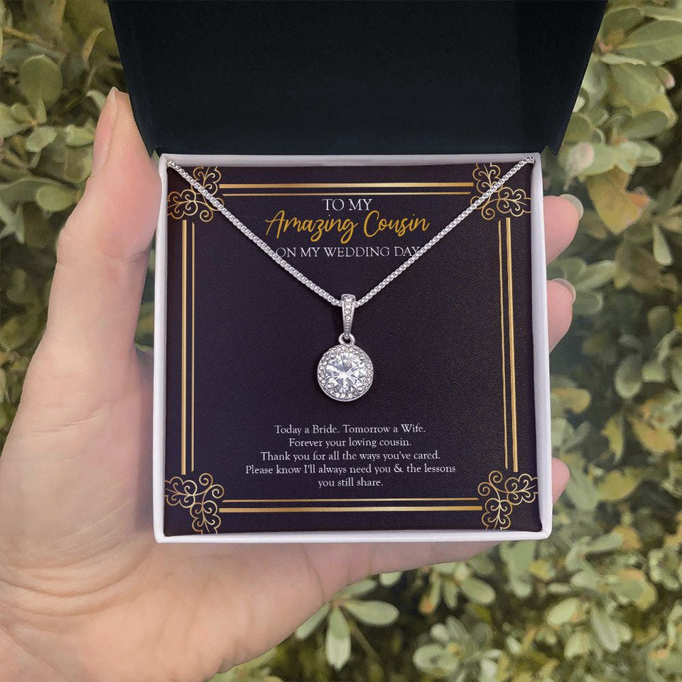 "Lessons You Share" Amazing Cousin Wedding Day Necklace Gift Eternal Hope Pendant Jewelry Box