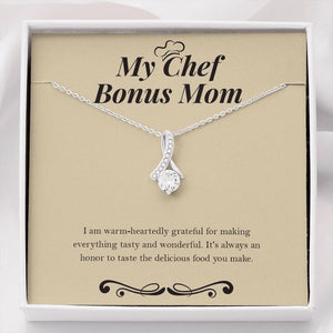 "Delicious Food You Make" Chef Bonus Mom Necklace Gift From Daughter Son Alluring Beauty Pendant Jewelry Box Birthday Christmas Valentines Thanksgiving