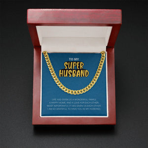 "Life has given me you" Super Husband Necklace Gift From Wife Cuban Link Chain Jewelry Box Thanksgiving Christmas Birthday Fathers Day