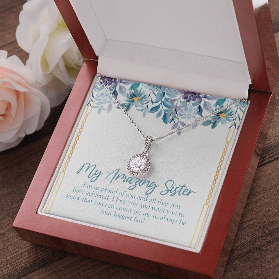 "Your Biggest Fan" Amazing Sister Necklace Gift From Sis Brother Eternal Hope Pendant Jewelry Box Birthday Christmas Thanksgiving New Year