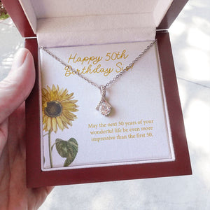 "Your Amazing Life" Sister 50th Birthday Necklace Gift From Brother Sibling Alluring Beauty Pendant Jewelry Box
