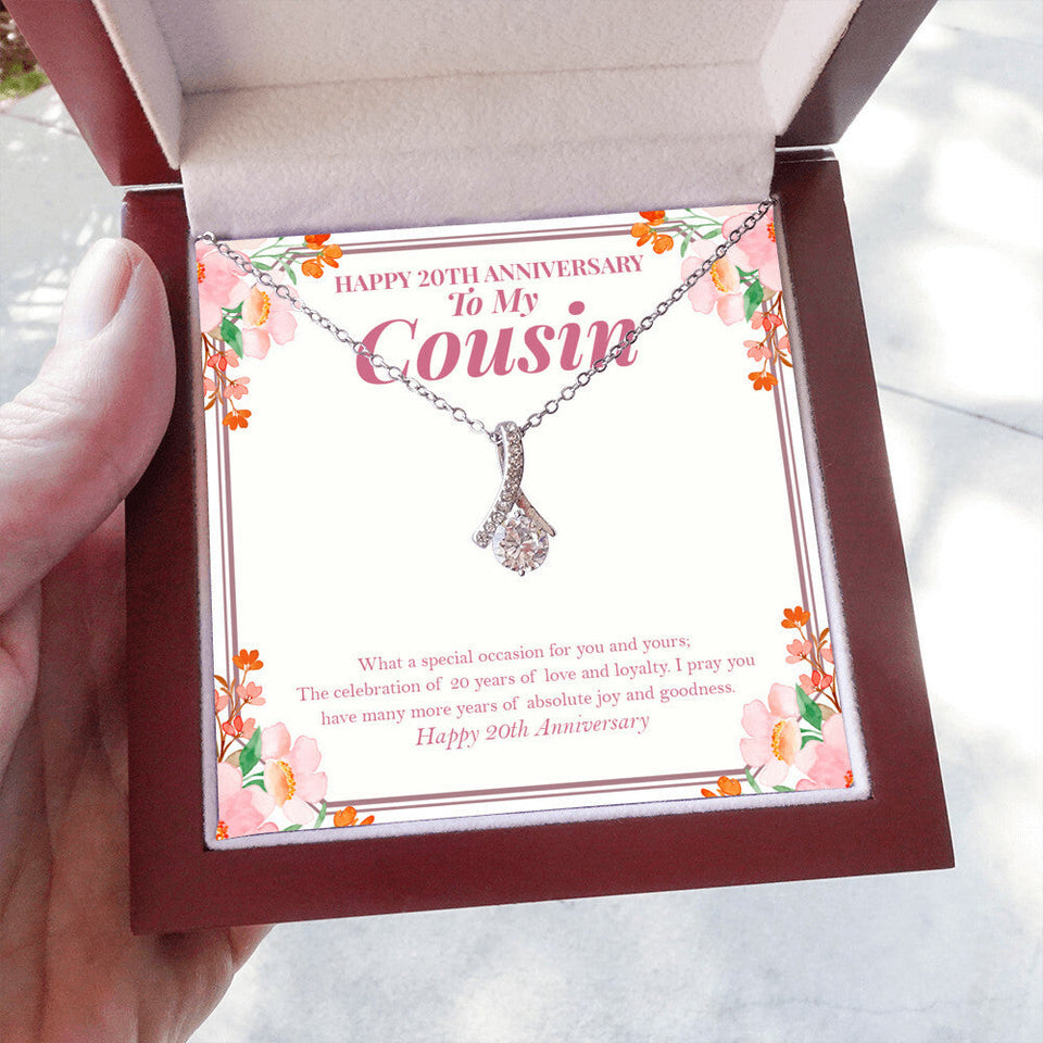 "Years Of Love And Loyalty" Cousin 20th Wedding Anniversary Necklace Gift Alluring Beauty Pendant Jewelry Box