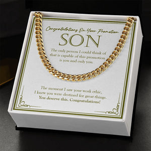 "Only Person Is Capable" Son Job Promotion Necklace Gift From Mom Dad Cuban Link Chain Jewelry Box