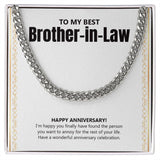 "Person To Annoy For Life" Best Brother In Law Wedding Anniversary Necklace Gift From Sister-In-Law Brother-In-Law Cuban Link Chain Pendant Jewelry Box