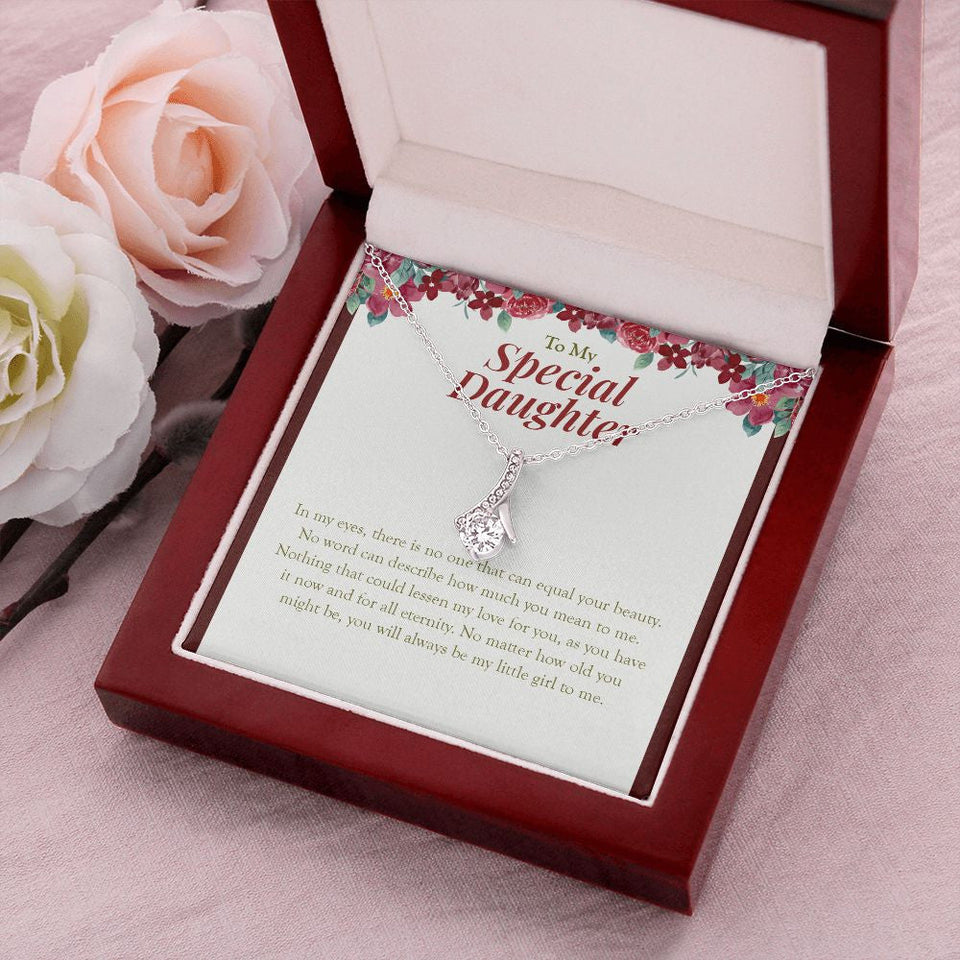 "Equal Your Beauty" Special Daughter Necklace Gift From Mom Dad Alluring Beauty Pendant Jewelry Box Birthday Graduation Christmas New Year