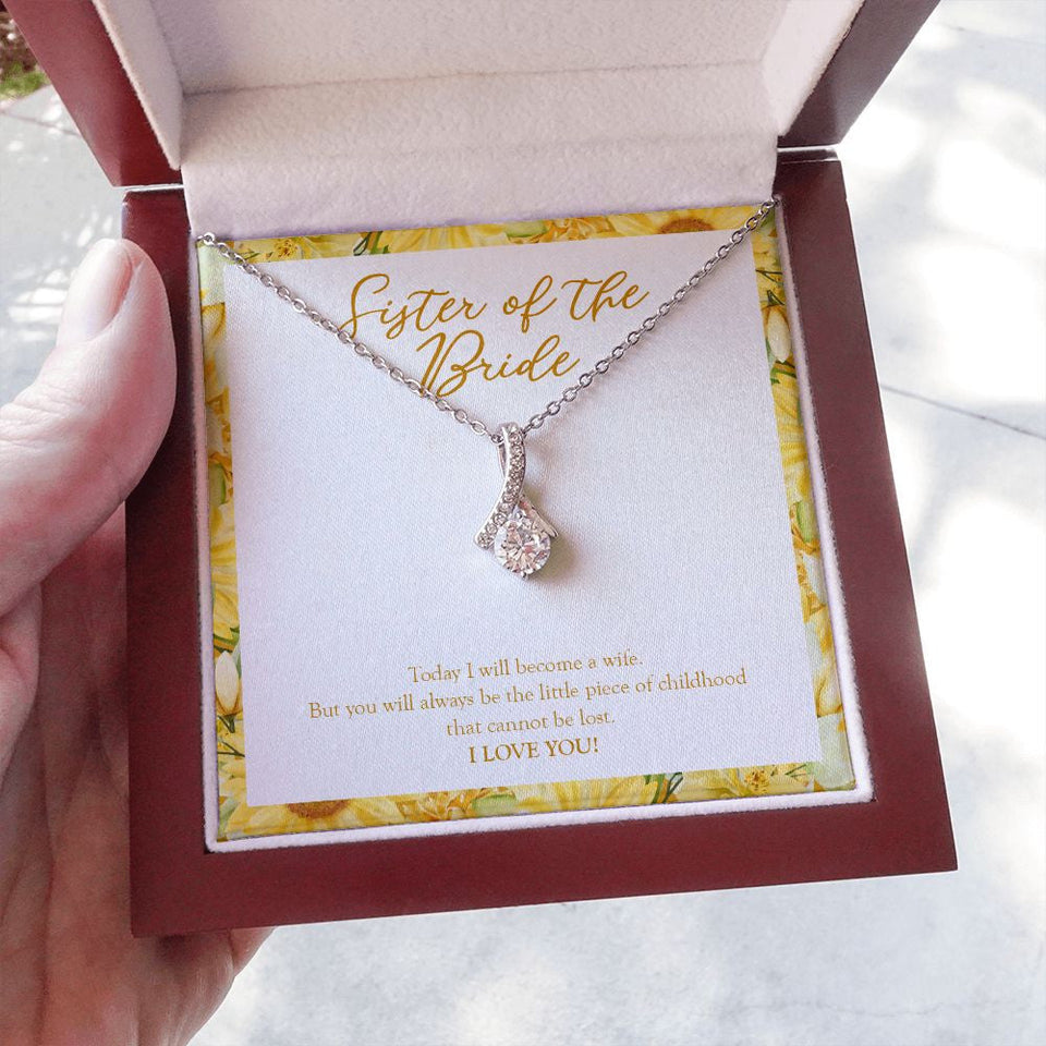 "Little Piece of Childhood" Sister of the Bride Wedding Day Necklace Gift Alluring Beauty Pendant Jewelry Box