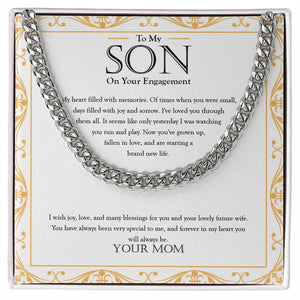 "Seems Like Yesterday" Son Engagement Necklace Gift From Mom Dad Parents Cuban Link Chain Jewelry Box