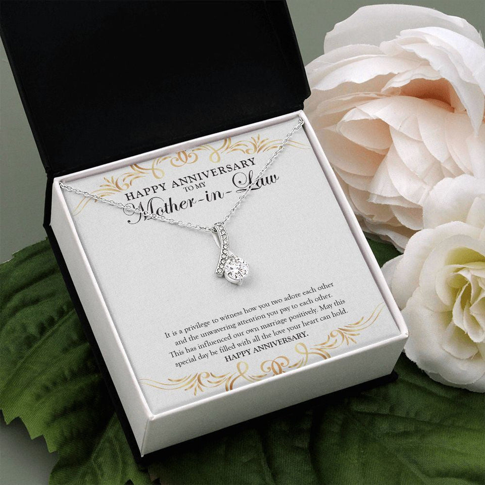 "Influencer Of Our Marriage" Mother In Law Wedding Anniversary Necklace Gift From Daughter-In-Law Son-In-Law Alluring Beauty Pendant Jewelry Box