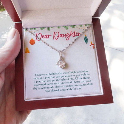 "Bright and More Radiant" Granddaughter Christmas Necklace Gift From Grandma Grandpa Alluring Beauty Pendant Jewelry Box