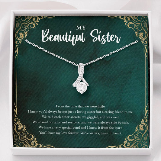 "Caring Friend" Beautiful Sister Necklace Gift From Brother Sis Alluring Beauty Pendant Jewelry Box Birthday Christmas Valentines New Year