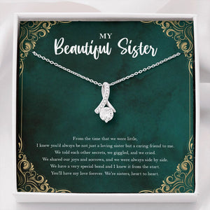 "Caring Friend" Beautiful Sister Necklace Gift From Brother Sis Alluring Beauty Pendant Jewelry Box Birthday Christmas Valentines New Year