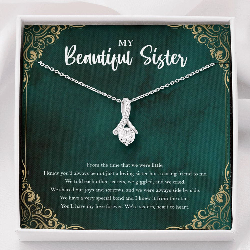 "Caring Friend" Beautiful Sister Necklace Gift From Brother Sis Alluring Beauty Pendant Jewelry Box Birthday Christmas Valentines New Year