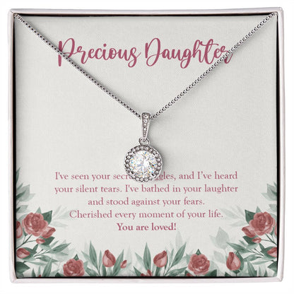"Cherish Every Moment" Precious Daughter Necklace Gift From Mom Dad Eternal Hope Pendant Jewelry Box Christmas Birthday Thanksgiving New Year