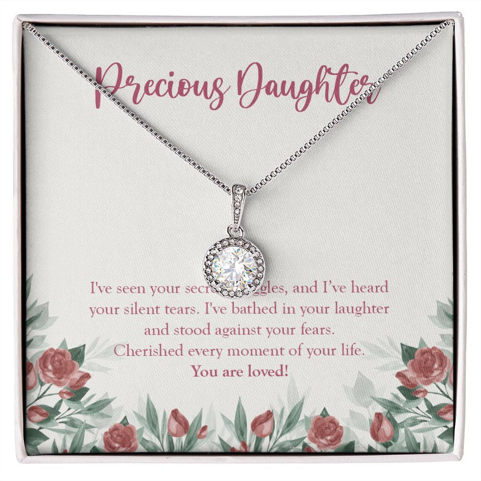 "Cherish Every Moment" Precious Daughter Necklace Gift From Mom Dad Eternal Hope Pendant Jewelry Box Christmas Birthday Thanksgiving New Year