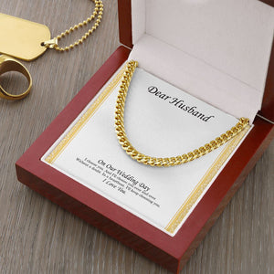 "Without A Doubt" Husband Wedding Day Necklace Gift From Wife Bride Cuban Link Chain Jewelry Box