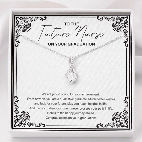 "To The Happy Journey" Future Nurse Graduation Necklace Gift From Mom Dad Grandma Grandpa Cousins Bestfriend Alluring Beauty Pendant Jewelry Box