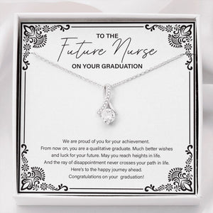 "To The Happy Journey" Future Nurse Graduation Necklace Gift From Mom Dad Grandma Grandpa Cousins Bestfriend Alluring Beauty Pendant Jewelry Box