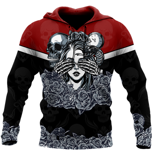Skull Gifts Love Rose And Skull all over US Unisex Size Hoodie