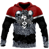Skull Gifts Love Rose And Skull all over US Unisex Size Hoodie