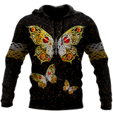 Skull Gifts Butterfly Love Skull all over printed US Unisex Size Hoodie