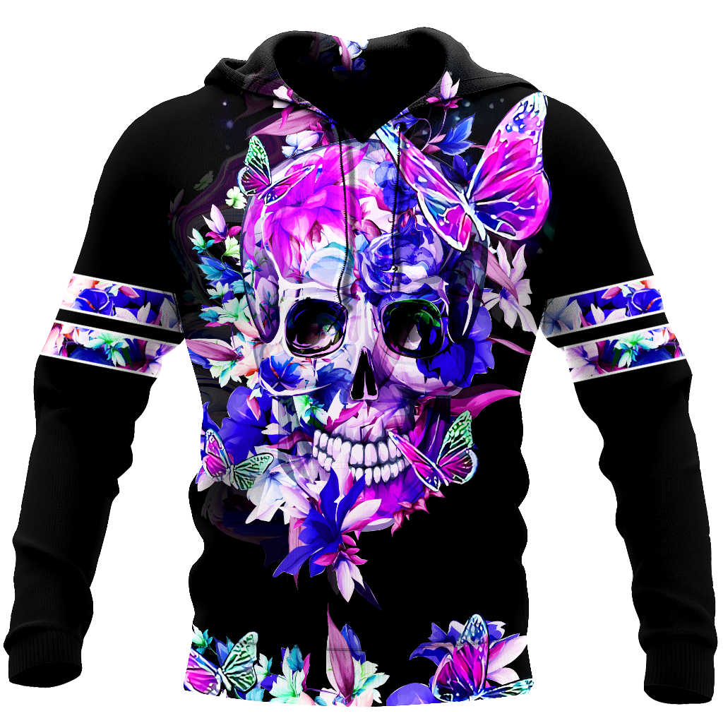Skull Gifts Butterfly Love Skull all over printed US Unisex Size Hoodie