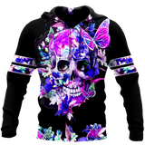 Skull Gifts Butterfly Love Skull all over printed US Unisex Size Hoodie