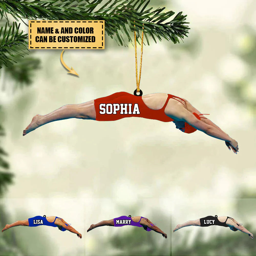 Personalized Girl/Female Swimmer Acrylic Ornament, Gift For Swimming Lovers/Swimmer HB