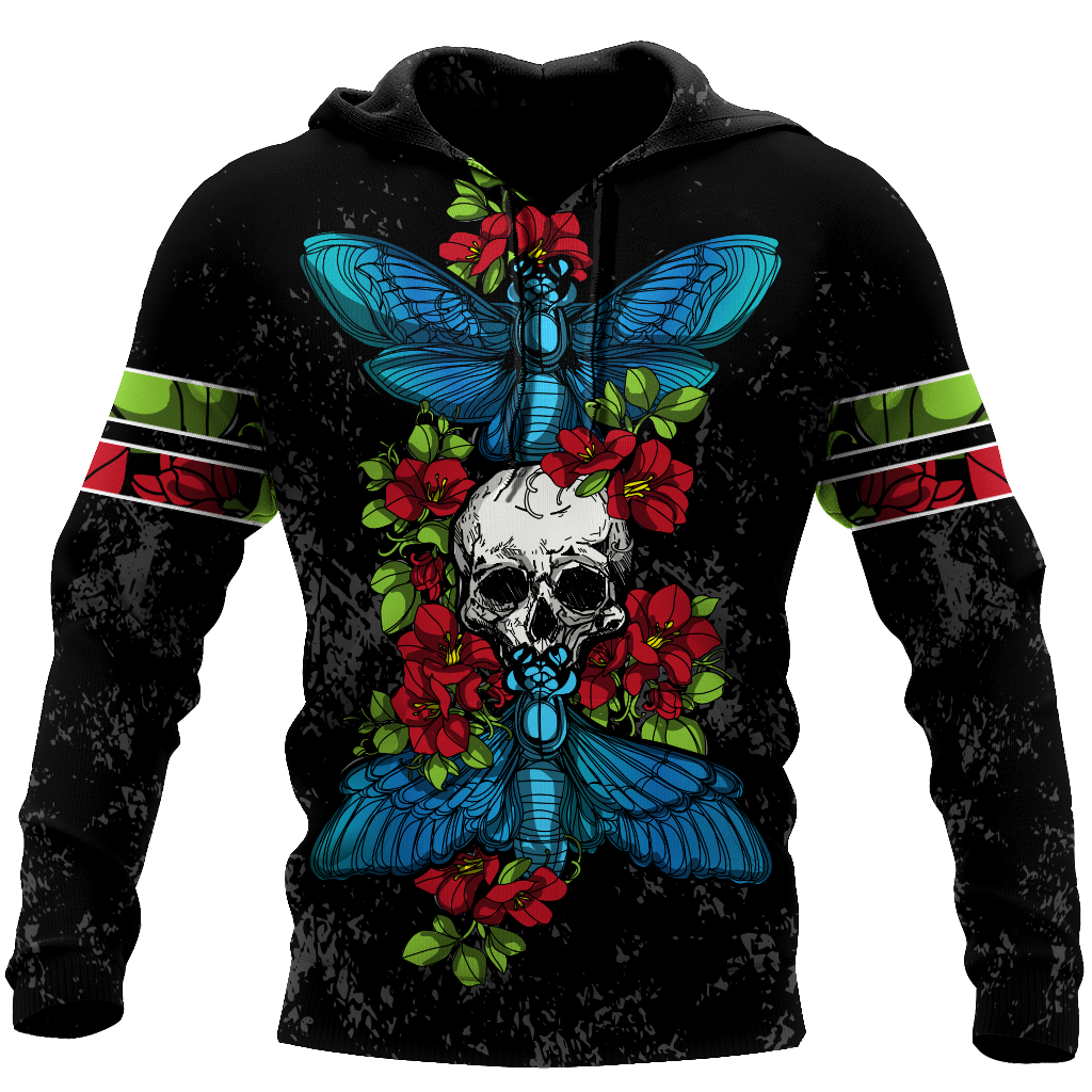 Skull Gifts Butterfly Love Skull all over printed US Unisex Size Hoodie