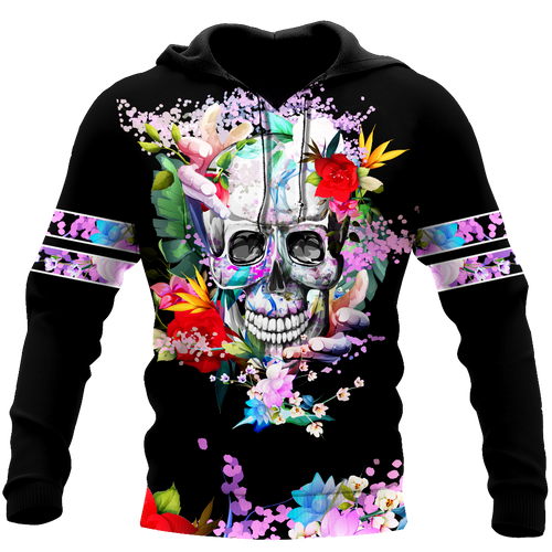 Skull Gifts Rose Love Skull all over printed US Unisex Size Hoodie